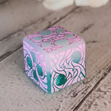 'Making Waves' Opal Flake Accented Shimmery Handmade Resin Pipped D6 TTRPG Gaming Dice