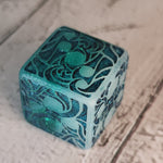 'Making Waves' Opal Flake Accented Shimmery Handmade Resin Pipped D6 TTRPG Gaming Dice