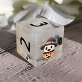 'A Campaign Conclusion' Individual Glow in the Dark White Swirl Shimmery Handmade D6 Gaming Dice