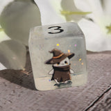 'A Campaign Conclusion' Individual Glow in the Dark White Swirl Shimmery Handmade D6 Gaming Dice