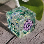 'Snapdragons' Individual Colorshifting Shimmery Floral Skull Handmade Resin D6 TTRPG Gaming Dice