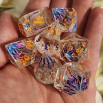 'Sunset Sleep Potion' Handmade Resin Toxic Spring Skulls TTRPG Polyhedral Gaming Dice Set