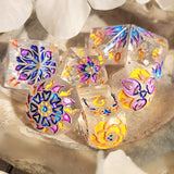 'Sunset Sleep Potion' Handmade Resin Toxic Spring Skulls TTRPG Polyhedral Gaming Dice Set