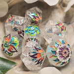 'Plant-Based Potion' Handmade Resin Toxic Spring Skulls TTRPG Polyhedral Gaming Dice Set