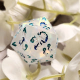 'Frostbite' Glow in the Dark Frosted Handmade Resin Rainbow Mylar TTRPG 30MM Polyhedral Gaming Dice D20 Chonk