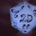 'Frostbite' Glow in the Dark Frosted Handmade Resin Rainbow Mylar TTRPG 30MM Polyhedral Gaming Dice D20 Chonk