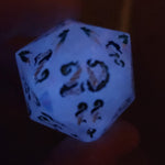 'Frostbite' Glow in the Dark Frosted Handmade Resin Rainbow Mylar TTRPG 30MM Polyhedral Gaming Dice D20 Chonk