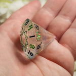 'Fairy Lights' Zodiac Diamond Handmade Resin Mylar D12 w/ Zodiac Symbols TTRPG Polyhedral Gaming Dice