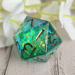 'Druid's Components’ Handmade 30mm D20 Resin Stained Glass Style Cottagecore Mushroom Polyhedral Gaming TTRPG Dice