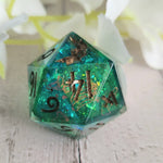 'Druid's Components’ Handmade 30mm D20 Resin Stained Glass Style Cottagecore Mushroom Polyhedral Gaming TTRPG Dice