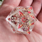 'Autumn Fires' Handmade Resin Shimmery Handpainted Fantasy TTRPG 30MM Polyhedral Gaming Dice D20 Chonk