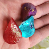 'Wibble Wabble Oloid' Shimmery Handmade Resin Alternative Shape D4 TTRPG Gaming Dice