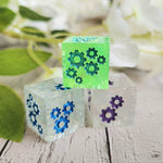 'Grinding Gears' Oversized 20mm D6 TTRPG Shimmery Handmade Resin Gaming Dice