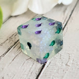 'Pips & Potions' Shimmery Colorshifting Handmade Resin Potion Bottle Pip D6 Tabletop Board Gaming Dice