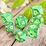 'Monster Mimicry' OOAK Handmade Resin Mimic Themed Shimmery Green Purple Polyhedral Gaming Dice TTRPG