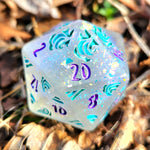 'Sea Siren' Colorshifting Shimmery Handmade Resin 30mm Chonky Boi D20 in Making Waves Style