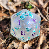 'Sea Siren' Colorshifting Shimmery Handmade Resin 30mm Chonky Boi D20 in Making Waves Style