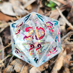 'Indulgence' OOAK Handmade Resin Colorshifting Flake 30mm D20 Chonky Boi Polyhedral Gaming Dice TTRPG