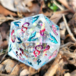 'Indulgence' OOAK Handmade Resin Colorshifting Flake 30mm D20 Chonky Boi Polyhedral Gaming Dice TTRPG