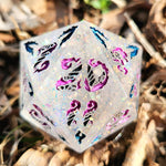 'Domain of the Dark Fey' Handmade Resin OOAK Chonky Boi 30mm Polyhedral Gaming Dice in Fairy Fire Style