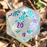 'Sea Siren' Colorshifting Shimmery Handmade Resin 30mm Chonky Boi D20 in Making Waves Style