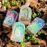 'Beyond the Grave' Handmade Resin OOAK Individual Alternative Grave Floral Skull Shaped Style D4 TTRPG Gaming Dice