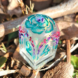 'Beyond the Grave' Handmade Resin OOAK Individual Alternative Grave Floral Skull Shaped Style D4 TTRPG Gaming Dice