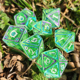 'Monster Mimicry' OOAK Handmade Resin Mimic Themed Shimmery Green Purple Polyhedral Gaming Dice TTRPG