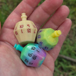 Individual Potion Bottle Faux Bone Tone Alternative Shaped Functional TTRPG Handmade Resin D20 Gaming Dice