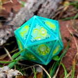 'Ghastly' Glow in the Dark Mimic Themed Handmade Resin 30mm Polyhedral Gaming Dice Chonk