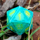 'Ghastly' Glow in the Dark Mimic Themed Handmade Resin 30mm Polyhedral Gaming Dice Chonk