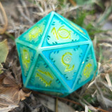 'Ghastly' Glow in the Dark Mimic Themed Handmade Resin 30mm Polyhedral Gaming Dice Chonk