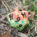 Chunky Colorshifting Glitter Handmade Resin Rainbow Mylar Colorshifting 30mm Chonky Boi D20 TTRPG Gaming Dice