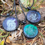 'Fungus Among-Us' Individual 1 Inch Colorshifting Handmade Round Mushroom Cottagecore Pendant Necklace