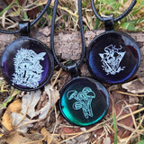 'Fungus Among-Us' Individual 1 Inch Colorshifting Handmade Round Mushroom Cottagecore Pendant Necklace