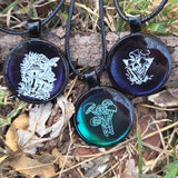 'Fungus Among-Us' Individual 1 Inch Colorshifting Handmade Round Mushroom Cottagecore Pendant Necklace