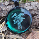 'Fungus Among-Us' Individual 1 Inch Colorshifting Handmade Round Mushroom Cottagecore Pendant Necklace