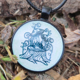 'Into the Woods' Individual Glow in the Dark 1 Inch Round Mushroom Cottagecore Pendant Necklace