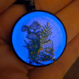'Into the Woods' Individual Glow in the Dark 1 Inch Round Mushroom Cottagecore Pendant Necklace