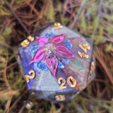 'Let ME-OWt’ Handmade Resin 30mm Toxic Spring Cat Castle Holographic D20 TTRPG Gaming Dice
