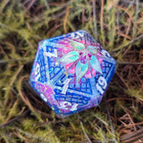 'Colorshifting Scales’ Handmade Resin Dragon Chunky Glitter Handpainted Scale Insert TTRPG Polyhedral Gaming Dice 30mm D20 Chonk