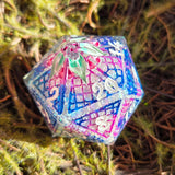 'Colorshifting Scales’ Handmade Resin Dragon Chunky Glitter Handpainted Scale Insert TTRPG Polyhedral Gaming Dice 30mm D20 Chonk