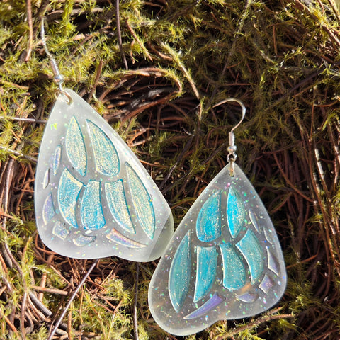 'Bejeweled Wings' Sterling Silver Handmade Resin Handpainted Butterfly Dangle Earrings