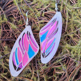'Bejeweled Wings' Glow in the Dark Sterling Silver Handmade Resin Handpainted Dangle Earrings