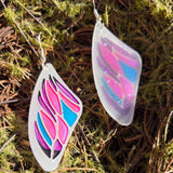 'Bejeweled Wings' Glow in the Dark Sterling Silver Handmade Resin Handpainted Dangle Earrings
