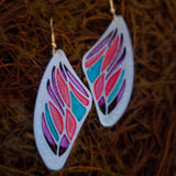 'Bejeweled Wings' Glow in the Dark Sterling Silver Handmade Resin Handpainted Dangle Earrings
