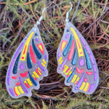 'Bejeweled Wings' Glow in the Dark Sterling Silver Handmade Resin Handpainted Butterfly Dangle Earrings
