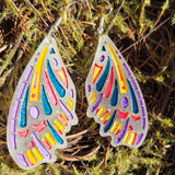 'Bejeweled Wings' Glow in the Dark Sterling Silver Handmade Resin Handpainted Butterfly Dangle Earrings