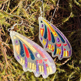'Bejeweled Wings' Glow in the Dark Sterling Silver Handmade Resin Handpainted Butterfly Dangle Earrings