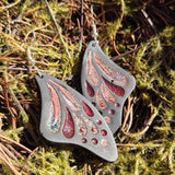 'Bejeweled Wings' Sterling Silver Handmade Resin Handpainted Butterfly Dangle Earrings